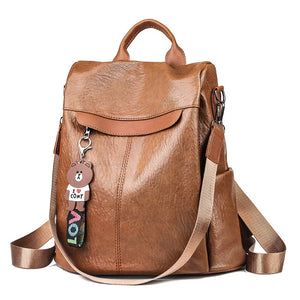 Multifunction Women Backpack School Bag Leather Sac A Dos
