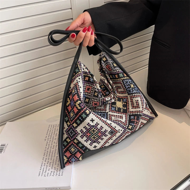 Patchwork Bohemian Style Tote Large Capacity Shoulder Bag