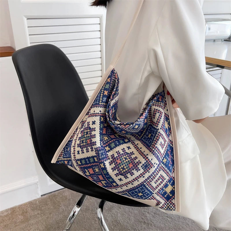 Patchwork Bohemian Style Tote Large Capacity Shoulder Bag