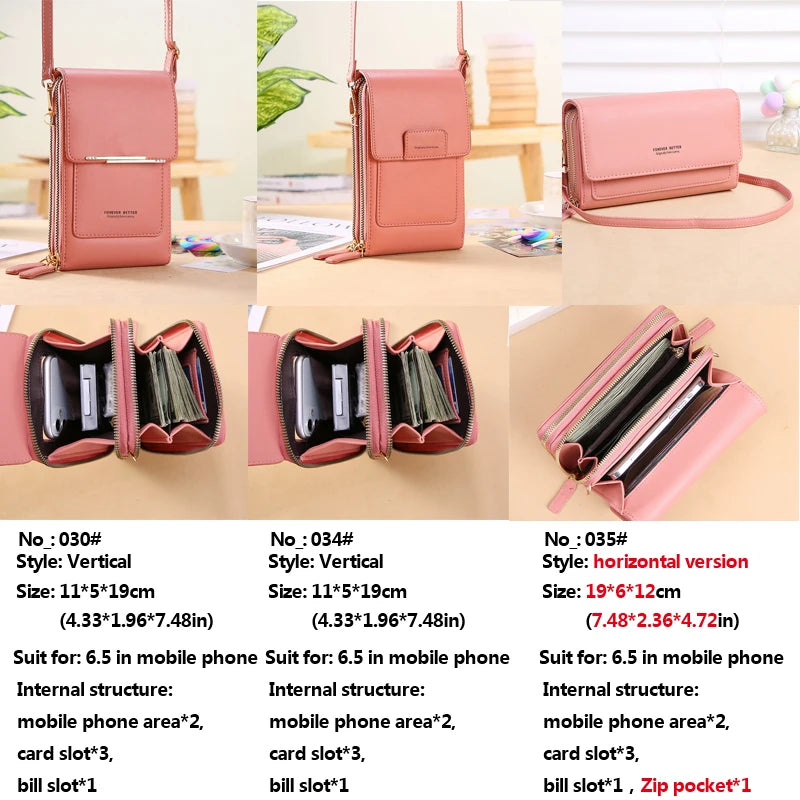 Soft Leather Wallets Touch Screen Cell Phone Purse Handbag