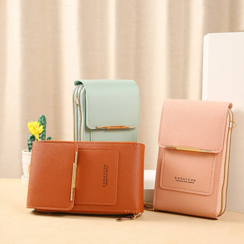 Soft Leather Touch Screen Cell Phone Purse Handbag