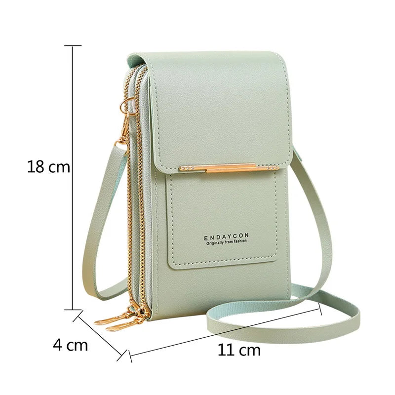 Soft Leather Touch Screen Cell Phone Purse Handbag