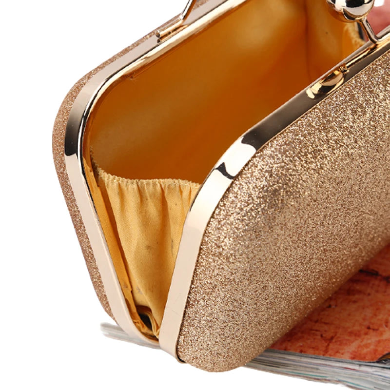 Women Bling Evening Party Handbag Wedding Ball Clutch Bag With Chain