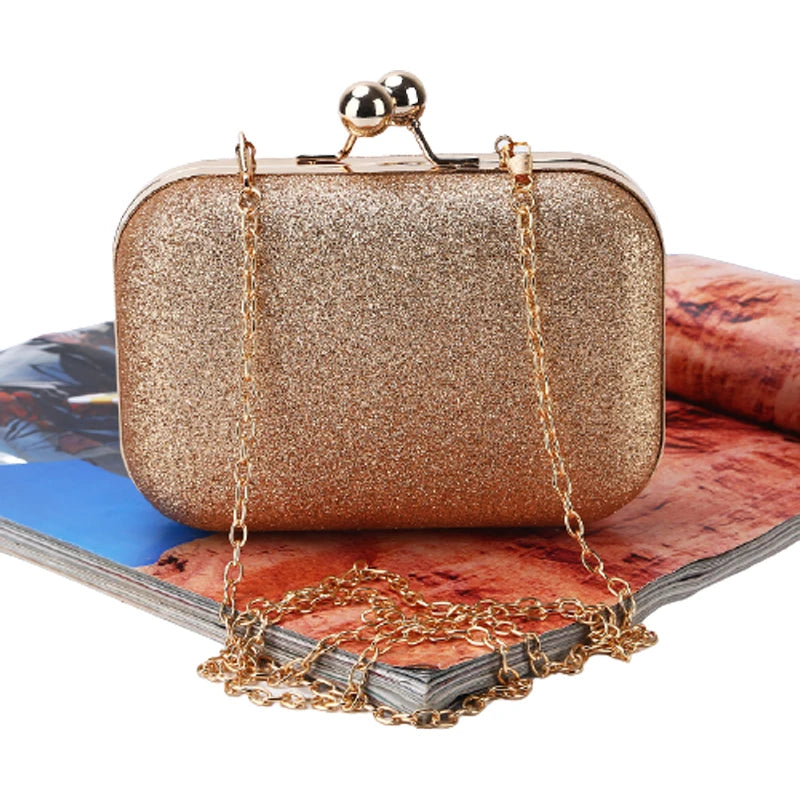 Women Bling Evening Party Handbag Wedding Ball Clutch Bag With Chain