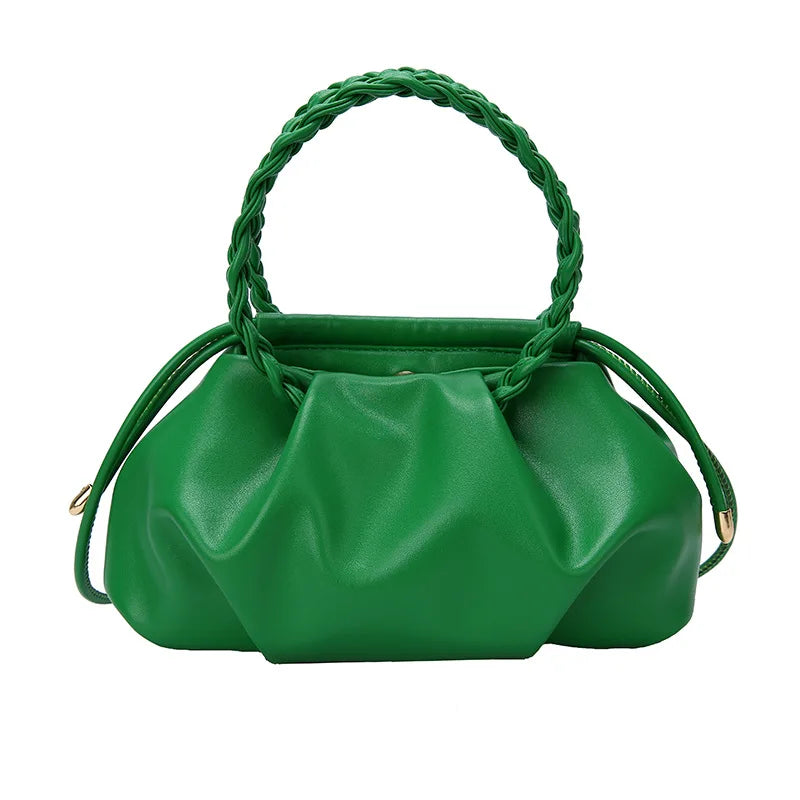 Braided Handle Top-handle Bag Vintage Tote Soft Shoulder Bag