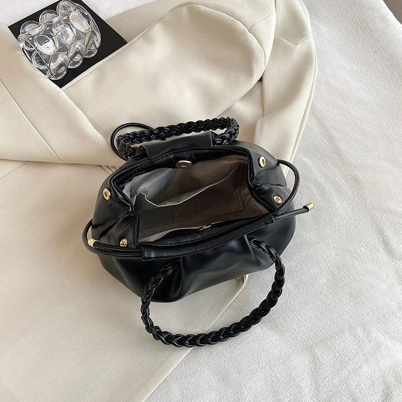Braided Handle Top-handle Bag Vintage Tote Soft Shoulder Bag