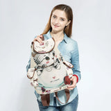 Cat Pattern Canvas Backpack School Bag Casual Vintage Travel Drawstring 1#