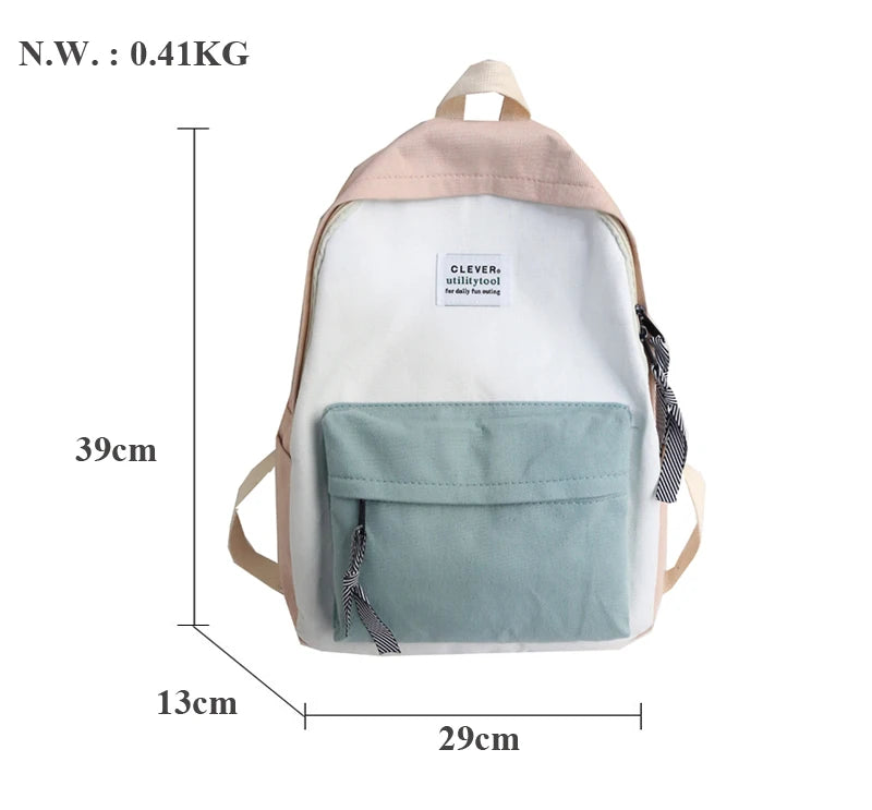 Women Canvas Backpack Shoulder Bag School Bag for Teenage Girl
