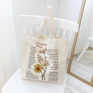 Women Canvas Large Capacity Shoulder Tote Floral Shopper Bag