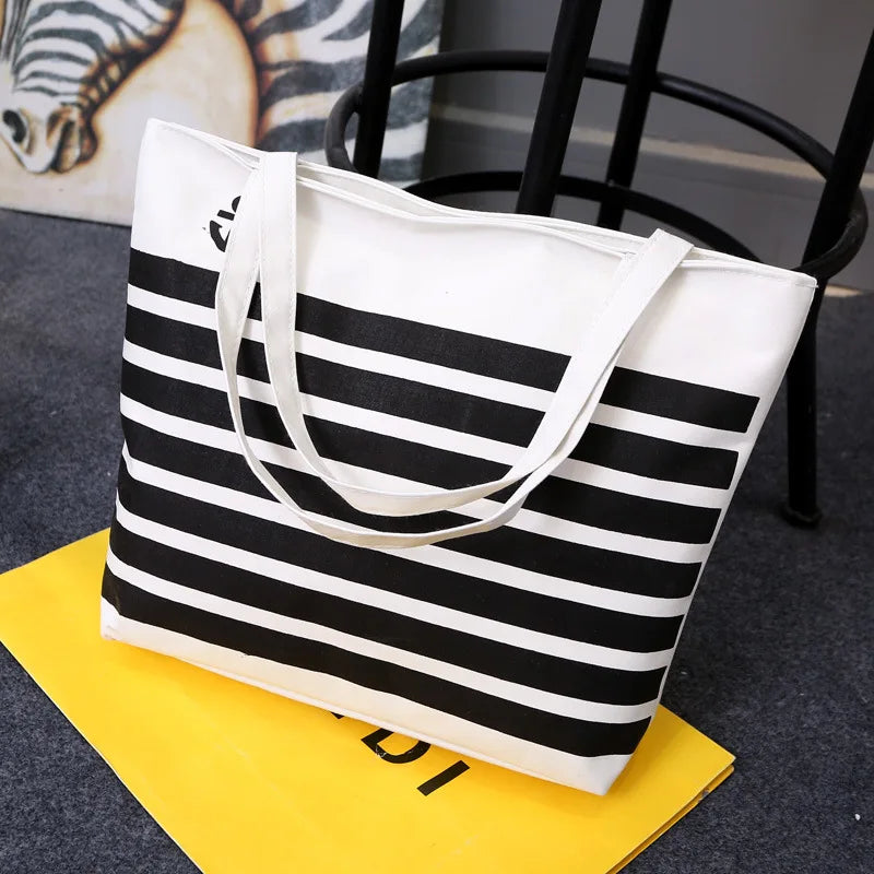 Women Canvas Shoulder Bag Cartoon Tote Hand Bag Ladies Large Capacity