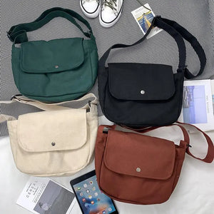 Canvas Mini Handbag Crossbody Phone Bag Flap Shoulder Bag Student Bag