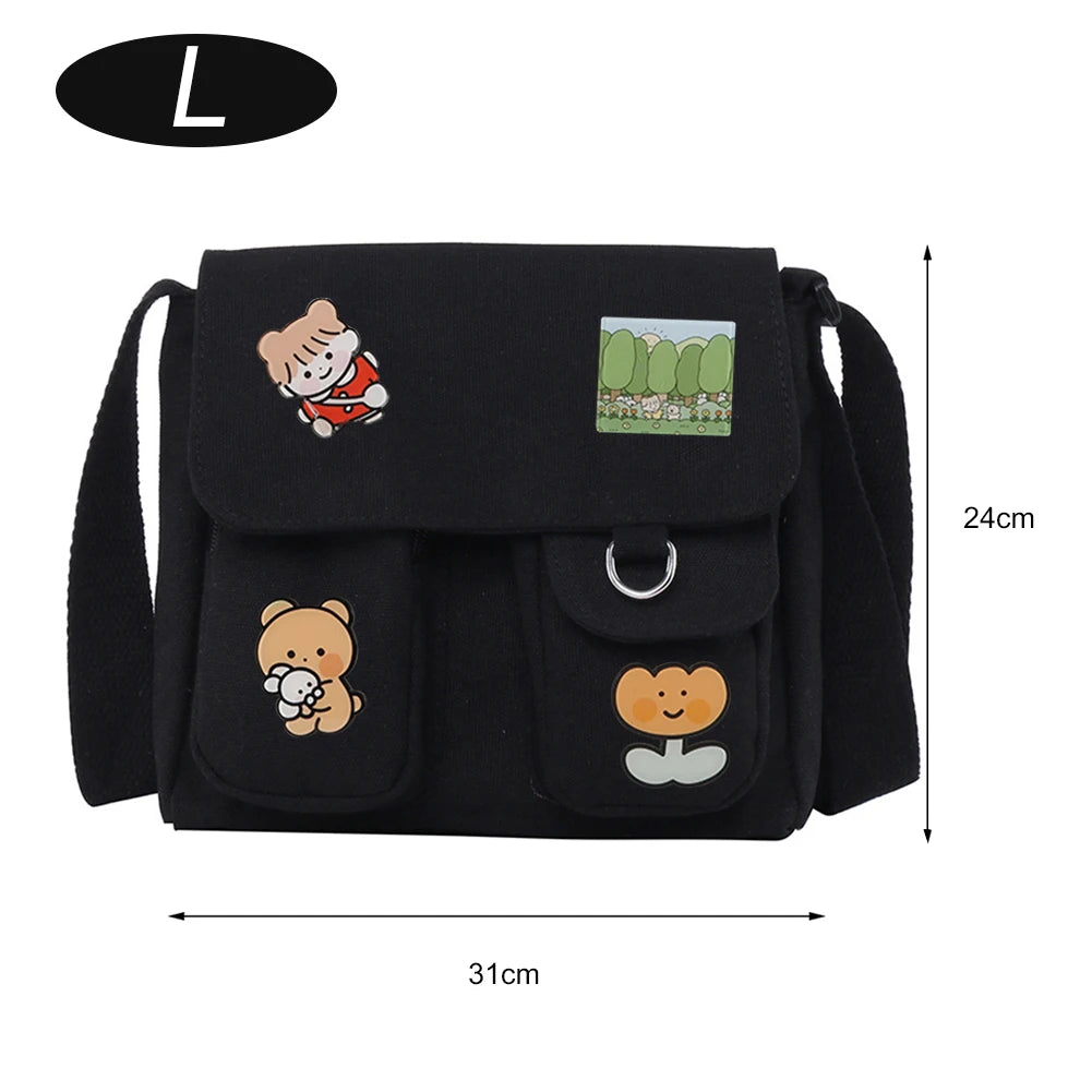 Women Canvas Harajuku Crossbody Tote for Outdoor Traveling