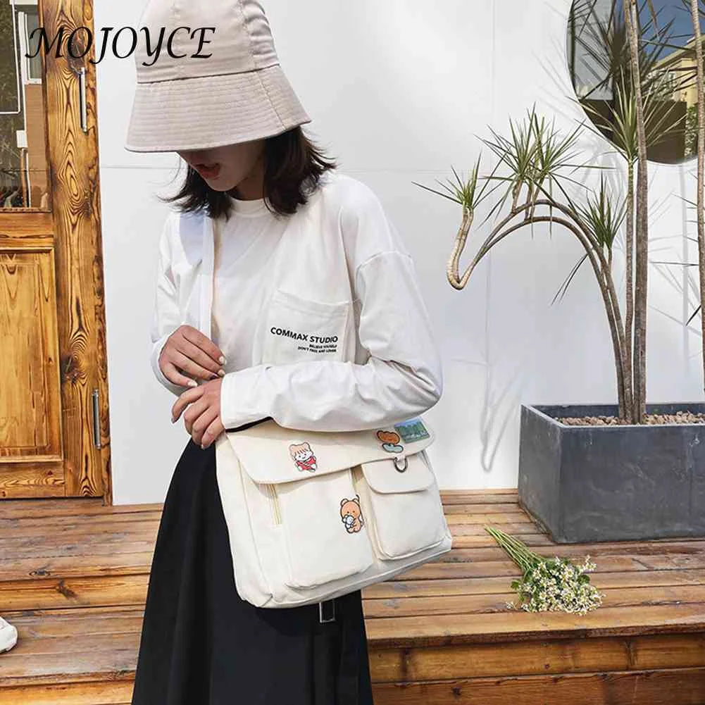 Women Canvas Harajuku Crossbody Tote for Outdoor Traveling