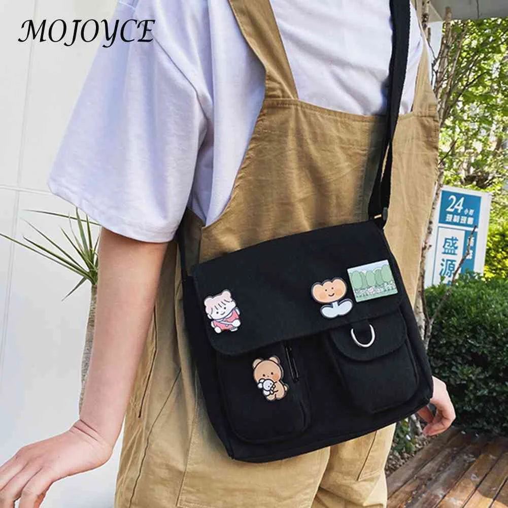 Women Canvas Harajuku Crossbody Tote for Outdoor Traveling