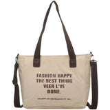 Women Canvas Shopping Bag Letter Printing Casual Eco-friendly Tote Handbag