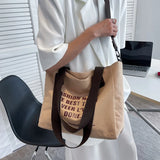 Women Canvas Shopping Bag Letter Printing Casual Eco-friendly Tote Handbag