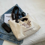 Women Canvas Shopping Bag Letter Printing Casual Eco-friendly Tote Handbag