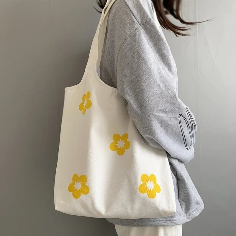 Women Canvas Shoulder Bag Large Cotton Cloth Tote Shopper Bags Shoppers Fabric H