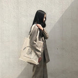 Women Canvas Shoulder Bag Books Print Ladies Casual Handbag Tote Bag