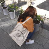 Women Canvas Shoulder Bag Books Print Ladies Casual Handbag Tote Bag
