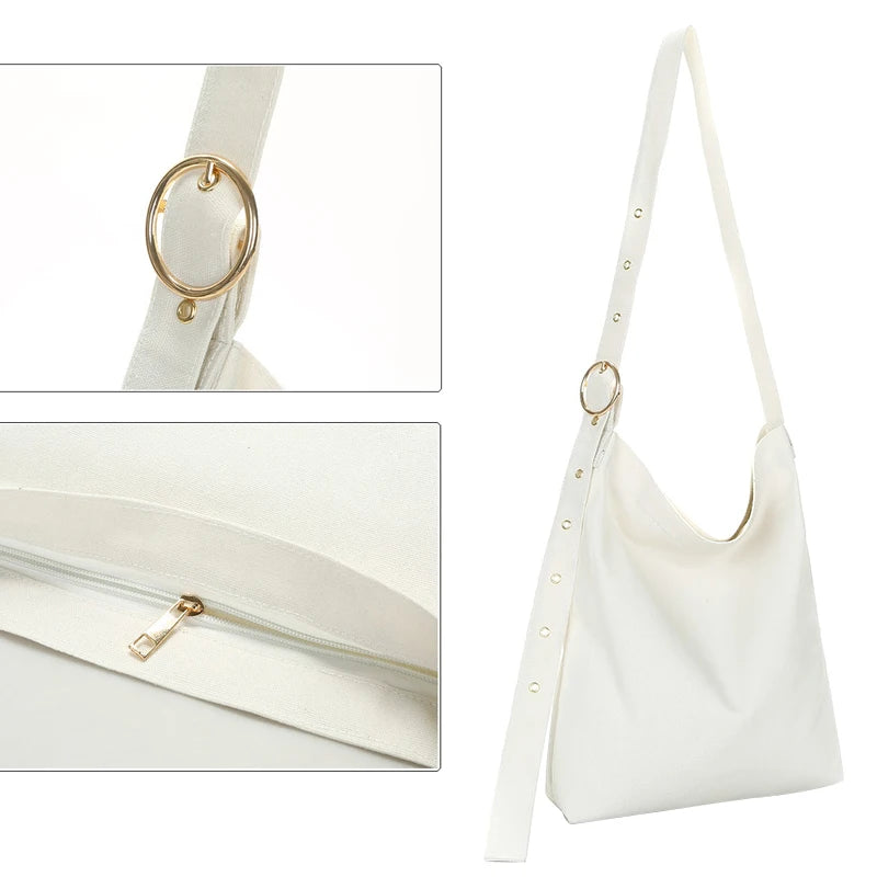 Canvas Shoulder Bag for Women Crossbody Handbag Tote Zipper Messenger Girls