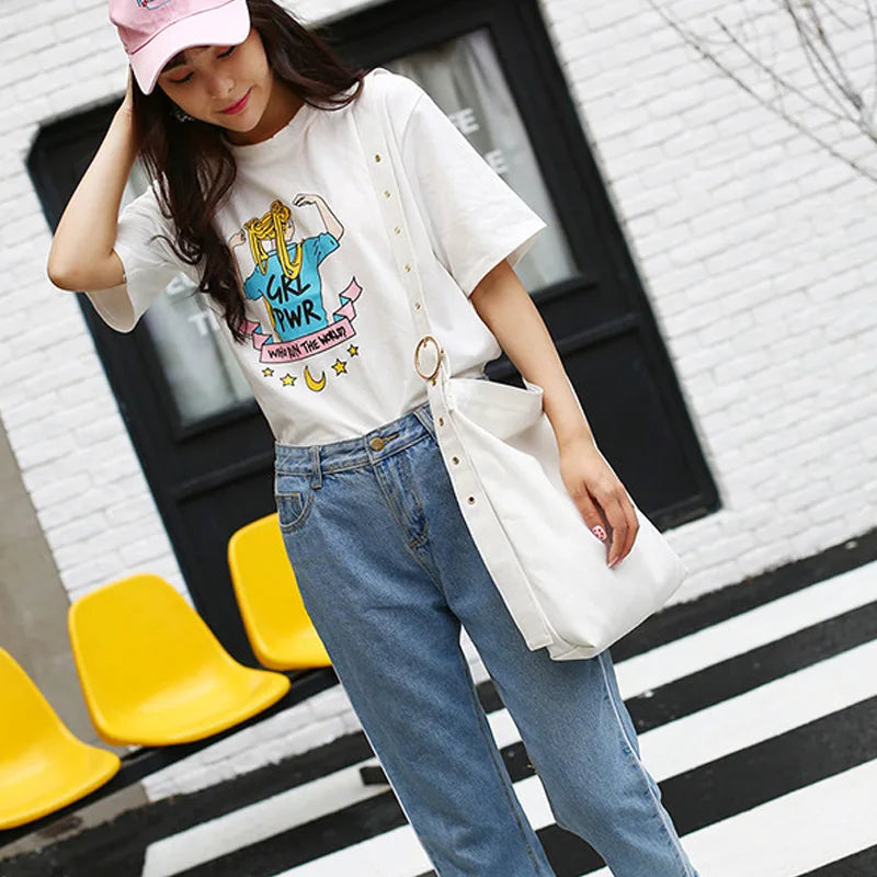 Canvas Shoulder Bag for Women Crossbody Handbag Tote Zipper Messenger Girls