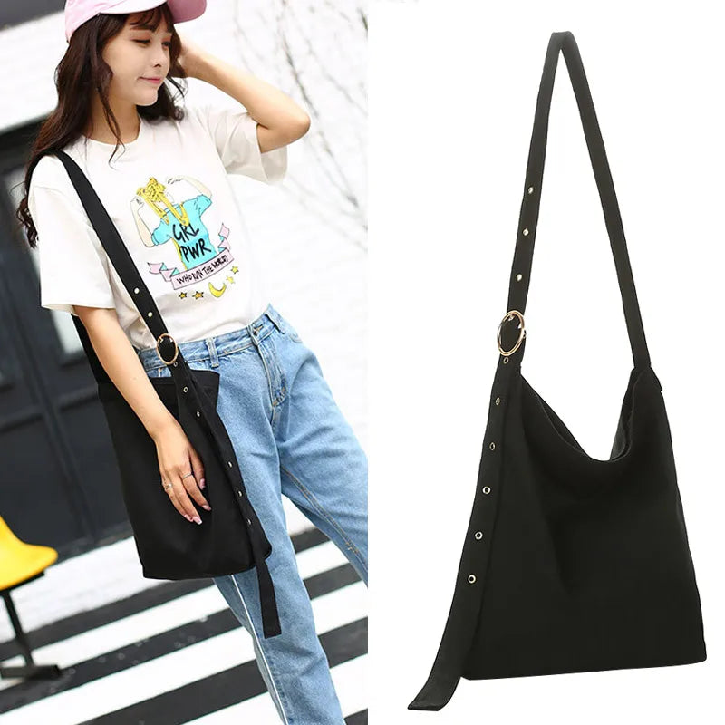 Canvas Shoulder Bag for Women Crossbody Handbag Tote Zipper Messenger Girls