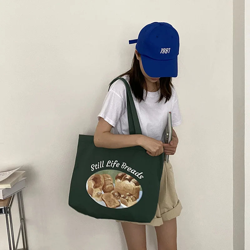 Canvas Shopping Bag for Women, Eco-Friendly Grocery Tote Handbag