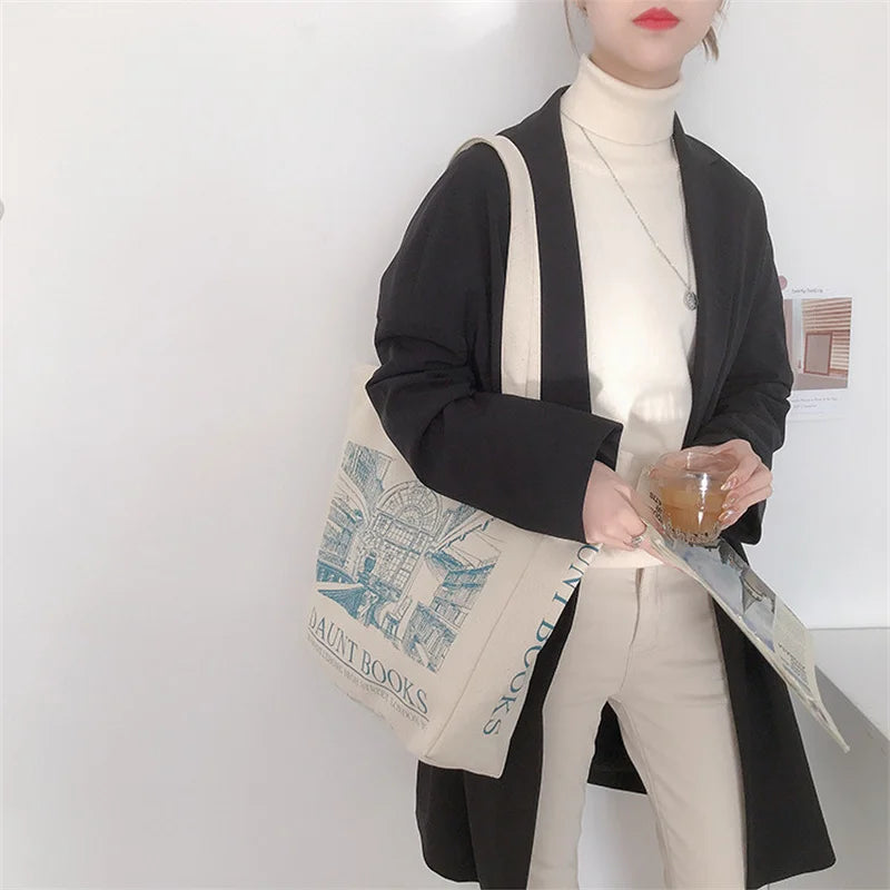 London Daunt Books Canvas Shoulder Bag for Women