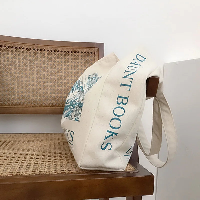 Canvas Shoulder Bag London Daunt Books Daily Shopping Bags Cotton Handbags