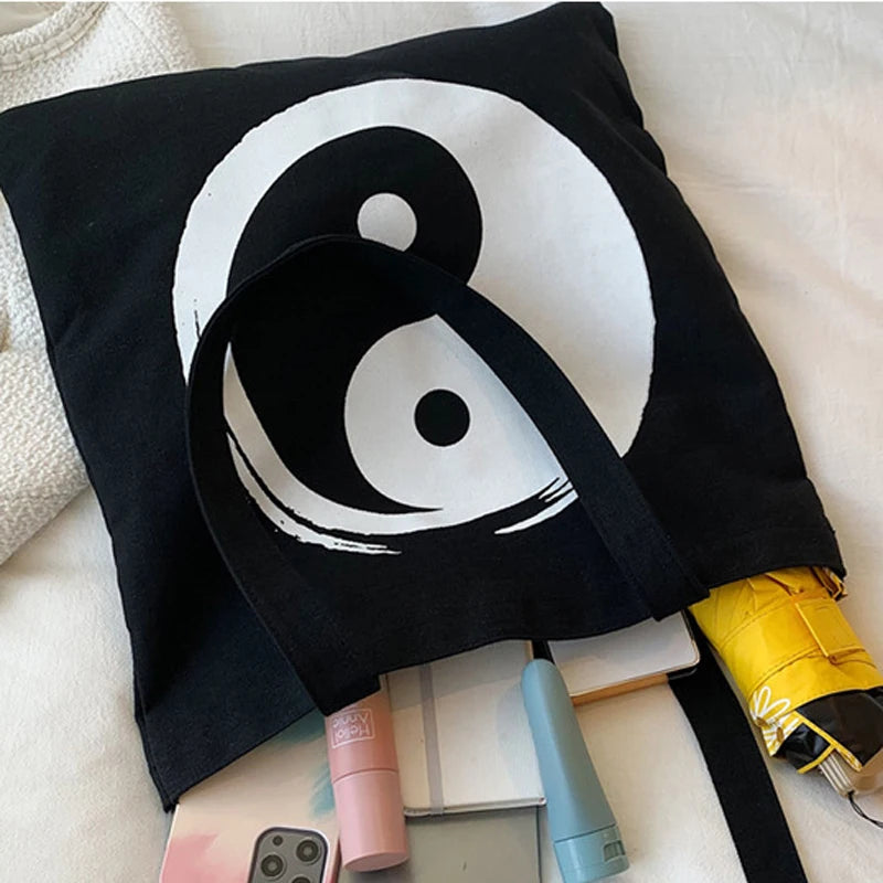 Canvas Shoulder Bag Printed Ladies Reusable Shopping Bags Cotton Unisex