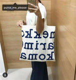 Women Canvas Shoulder Bags, Letter Print Style Large Capacity Handbag