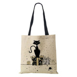 Cat Print Canvas Tote Bag Eco-Friendly Harajuku Shopper Shoulder Bag