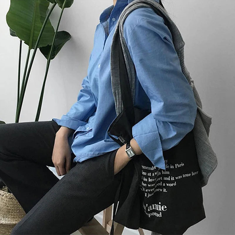 Women Canvas Tote Handbag Soft Cloth Shoulder Bags Girls Reusable Folding Bags