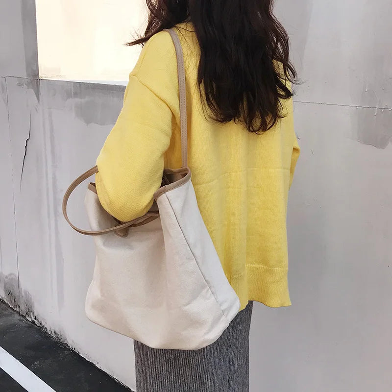 Women Canvas Totes Shoulder Bag Casual Handbags Large Capacity