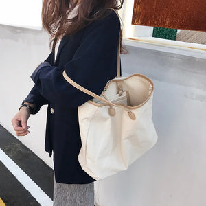 Women Canvas Totes Shoulder Bag Casual Handbags Large Capacity