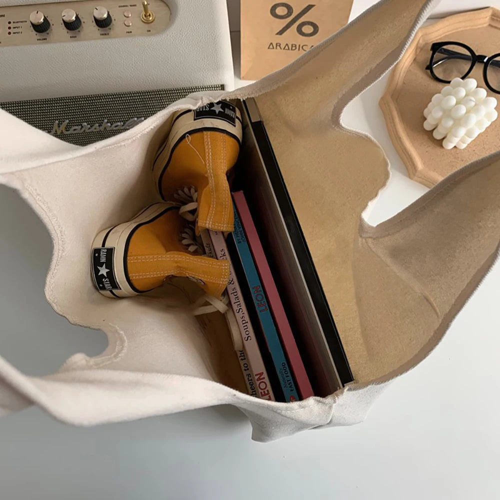 Canvas 3D Pattern Tote Bag Large Capacity Shoulder Bag