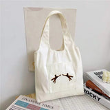 Canvas 3D Pattern Tote Bag Large Capacity Shoulder Bag