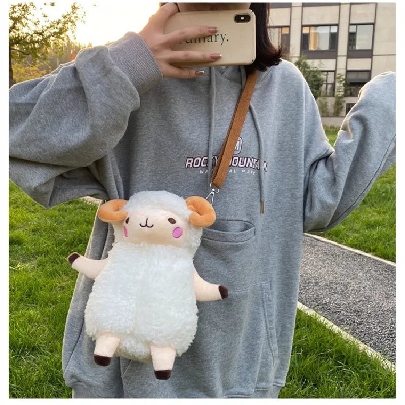 Funny Plush Sheep Shoulder Bag Girl Doll Messenger Bag Birthday Gift
