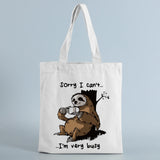 Cartoon Sloth Print Shopping Bag Tote Eco Handbag Casual Shoulder Bags