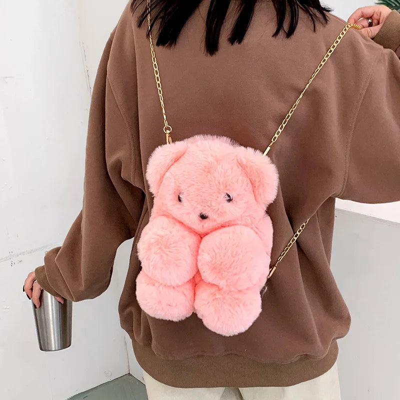 Cartoon Plush Bag Female Girl Doll Bear Student Crossbody Bag