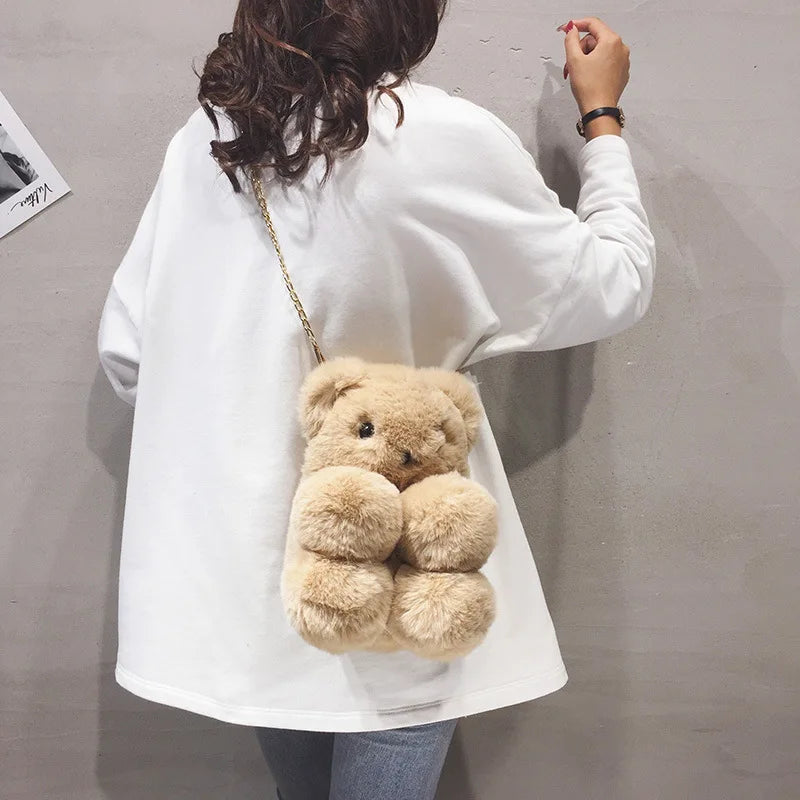 Cartoon Plush Bag Female Girl Doll Bear Student Crossbody Bag