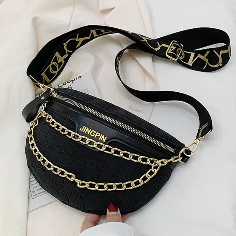 Casual Chest Bags with Metal Chain Single Shoulder Bags