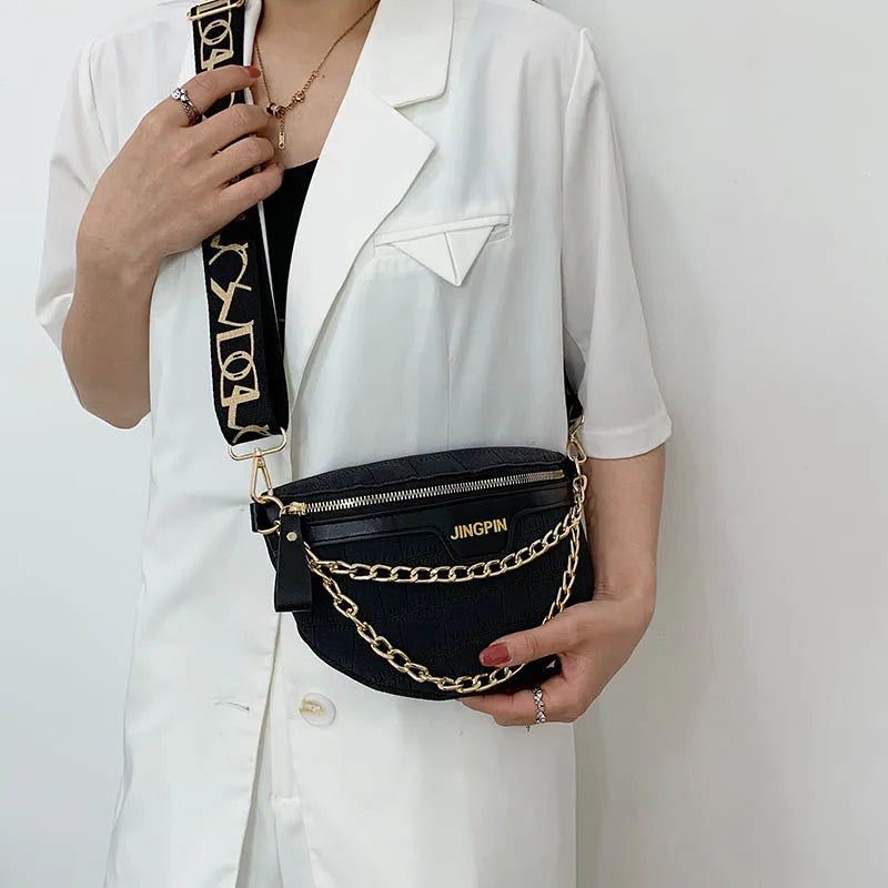 Casual Chest Bags with Metal Chain Single Shoulder Bags
