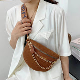 Casual Chest Bags with Metal Chain Single Shoulder Bags