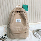Casual Corduroy Backpack with Pendant School Bag