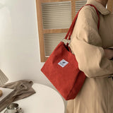 Women Casual Corduroy Shoulder Tote Bag Retro Canvas Shopper Messenger Bag