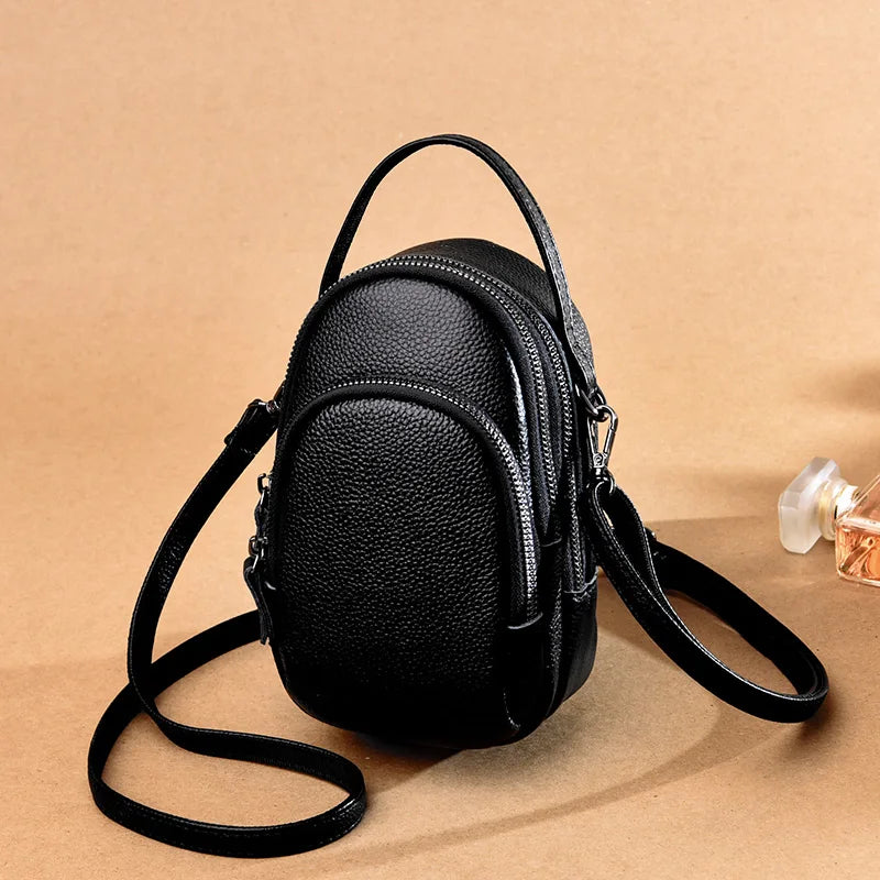 Casual Phone Bag Real Cowhide Messenger Bag Small Shoulder Bag