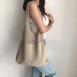 Women Casual Knitted Woolen Shoulder Bags Tote Plush Summer Shopper Bag