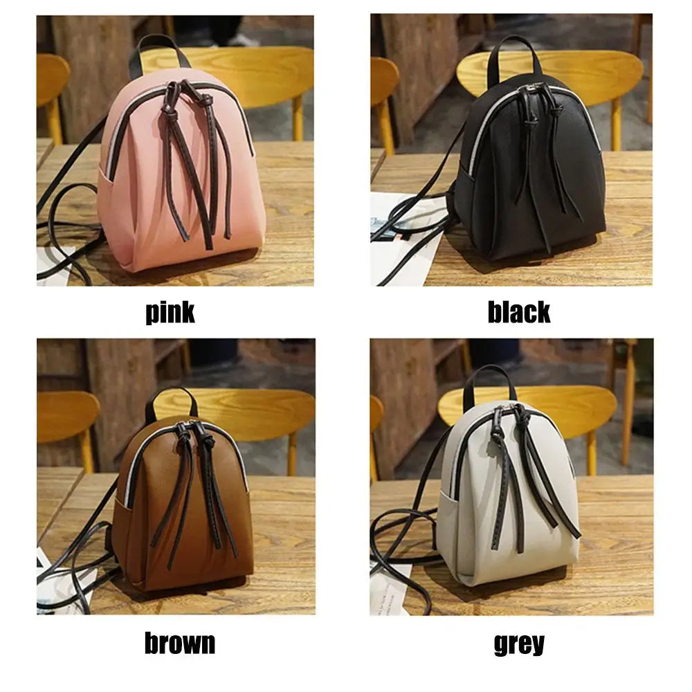 Women Casual PU Leather Mini Backpack Traveling Bags Student Bookbags